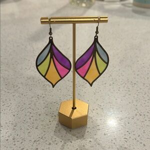 Bold Colorful Geometric Statement Earrings-Retro 2010s